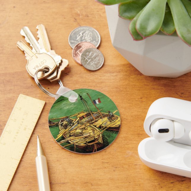 Van Gogh Quay with Men Unloading Sand Barges Key Ring (Desk)