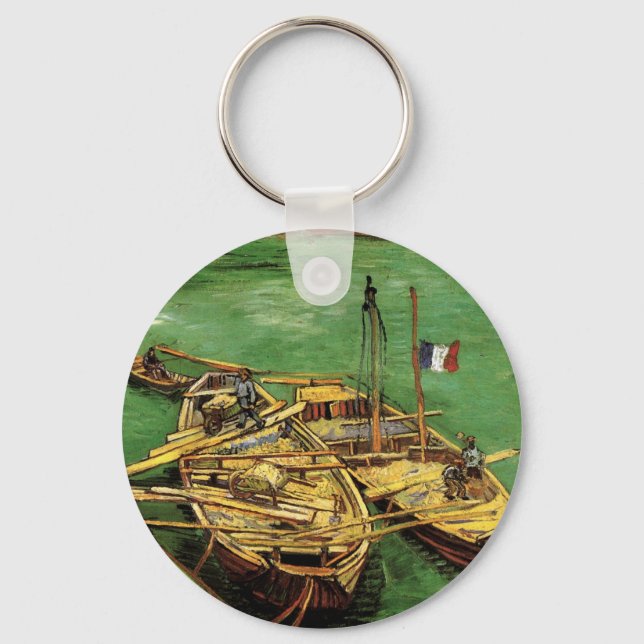 Van Gogh Quay with Men Unloading Sand Barges Key Ring (Front)