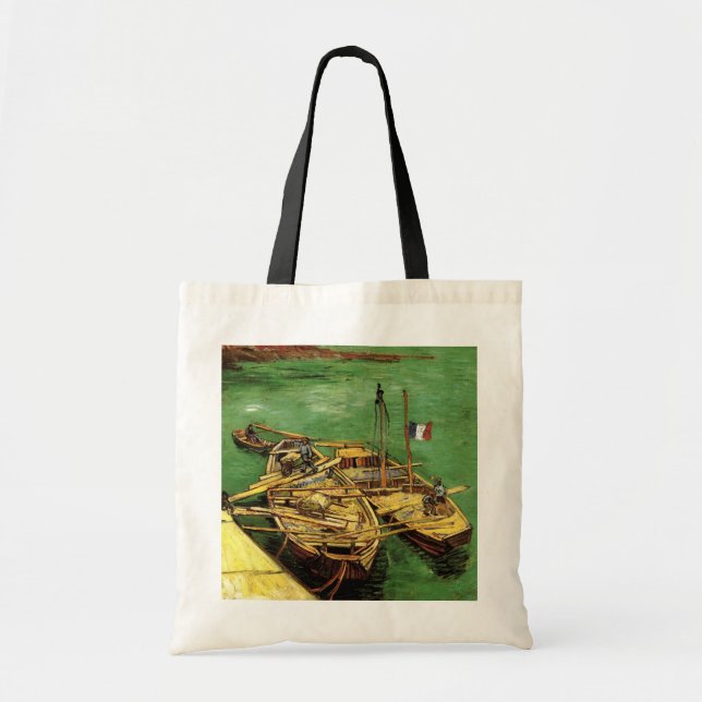 Van Gogh Quay with Men Unloading Sand Barges Tote Bag (Front)