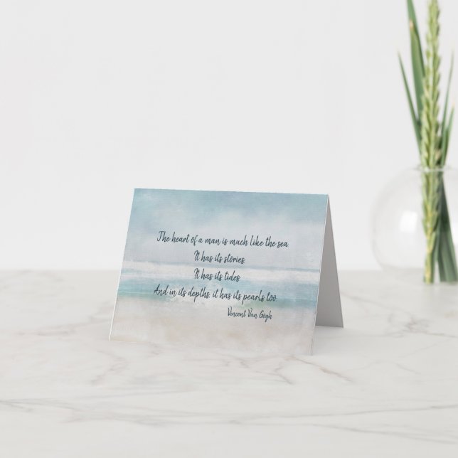 Van Gogh Quote on Ocean Watercolor Card (Front)