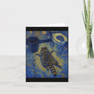 Van Gogh Raccoon Drunk Pes Out In Bathroom Meme  Card