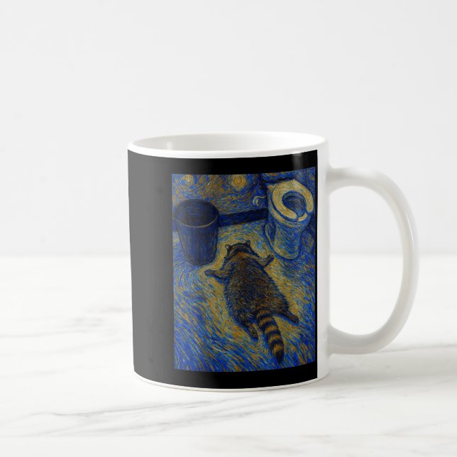 Van Gogh Raccoon Drunk Pes Out In Bathroom Meme  Coffee Mug (Right)