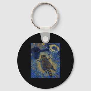 Van Gogh Raccoon Drunk Pes Out In Bathroom Meme  Key Ring