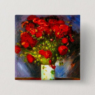 Van Gogh Red Poppies 15 Cm Square Badge