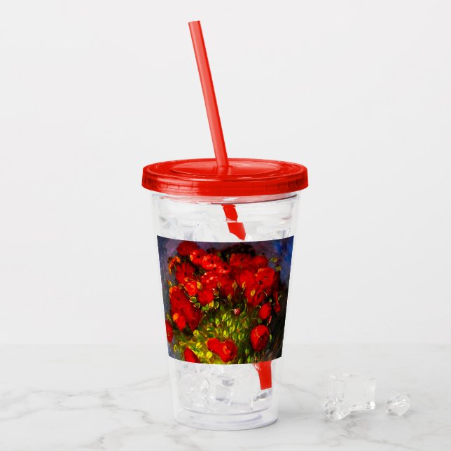 Van Gogh Red Poppies Acrylic Tumbler (Front Ice)