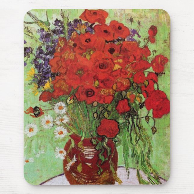 Van Gogh Red Poppies and Daisies Mouse Pad (Front)