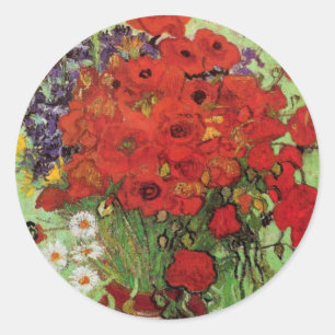 Van Gogh Red Poppies and Daisies Stickers