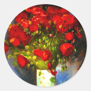 Van Gogh Red Poppies Classic Round Sticker