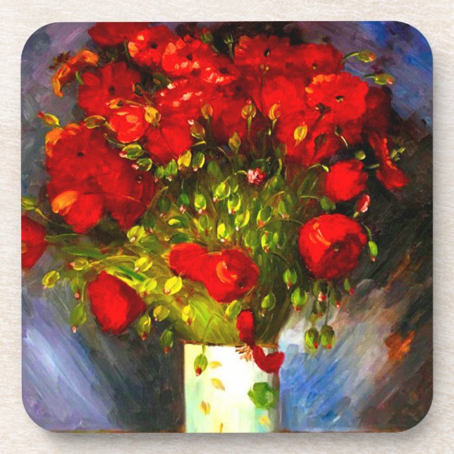 Van Gogh Red Poppies Coaster (Front)