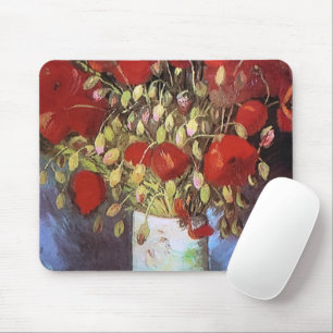 Van Gogh Red Poppies in Vase Mouse Mat