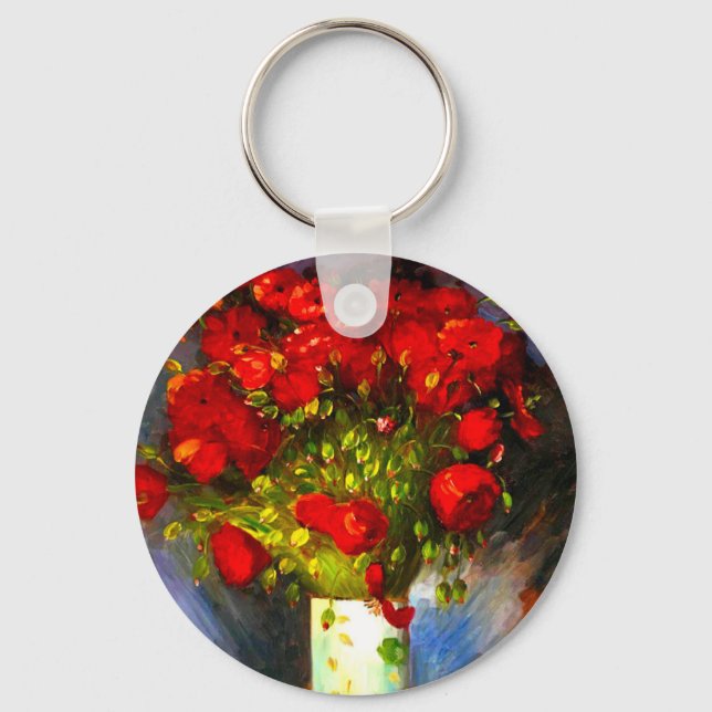 Van Gogh Red Poppies Key Ring (Front)