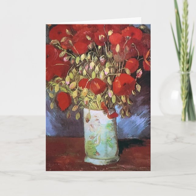 Van Gogh Red Poppies Thank You  Card (Front)