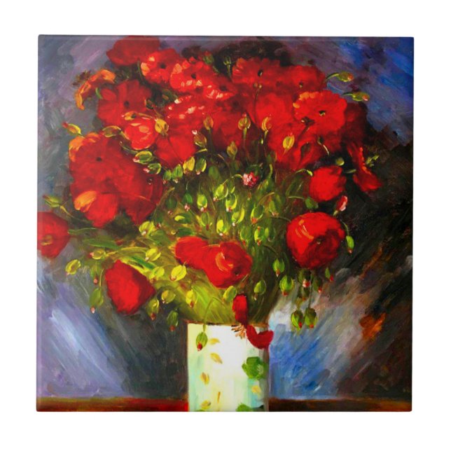 Van Gogh Red Poppies Tile (Front)