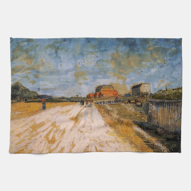 Van Gogh Road Running Beside the Paris Ramparts Tea Towel (Horizontal)