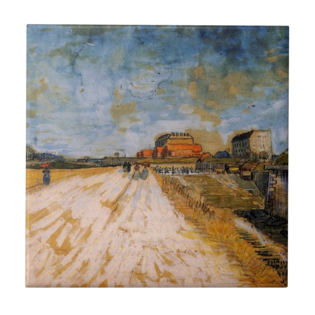 Van Gogh Road Running Beside the Paris Ramparts Tile (Front)