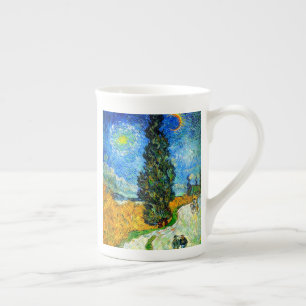 Van Gogh Road with Cypress and Star Bone China Mug