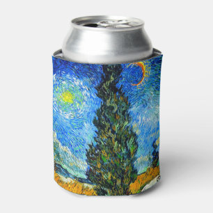 Van Gogh Road with Cypress and Star Can Cooler