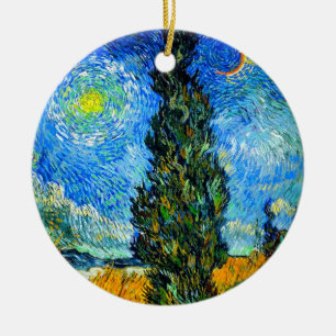 Van Gogh Road with Cypress and Star Ceramic Tree Decoration