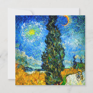 Van Gogh Road with Cypress and Star Invitation