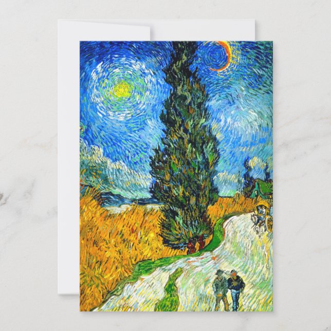 Van Gogh Road with Cypress and Star Invitation (Front)
