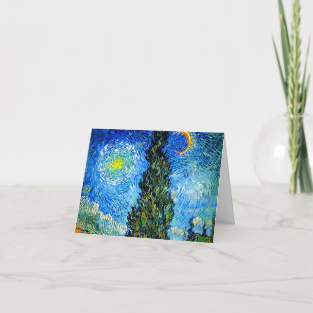 Van Gogh Road with Cypress and Star Invitation (Front)
