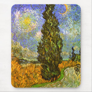 Van Gogh: Road with Cypress and Star Mouse Mat