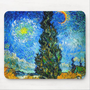 Van Gogh Road with Cypress and Star Mouse Mat