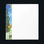 Van Gogh Road with Cypress and Star Notepad<br><div class="desc">Notepad featuring Vincent van Gogh’s oil painting Road with Cypress and Star (1890), also known as Country Road in Provence by Night. People walk along a road passing a beautiful cypress tree underneath a blue night sky with yellow moon and stars. A fantastic gift for fans of Post-Impressionism and Dutch...</div>