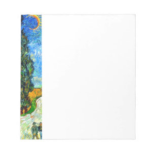 Van Gogh Road with Cypress and Star Notepad