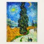 Van Gogh Road with Cypress and Star Planner<br><div class="desc">Planner featuring Vincent van Gogh’s oil painting Road with Cypress and Star (1890), also known as Country Road in Provence by Night. People walk along a road passing a beautiful cypress tree underneath a blue night sky with yellow moon and stars. A fantastic gift for fans of Post-Impressionism and Dutch...</div>