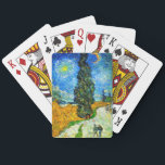 Van Gogh Road with Cypress and Star Playing Cards<br><div class="desc">Playing Cards featuring Vincent van Gogh’s oil painting Road with Cypress and Star (1890), also known as Country Road in Provence by Night. People walk along a road passing a beautiful cypress tree underneath a blue night sky with yellow moon and stars. A fantastic gift for fans of Post-Impressionism and...</div>