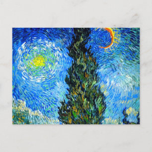 Van Gogh Road with Cypress and Star Postcard