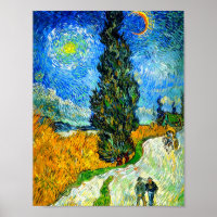 Van Gogh Road with Cypress and Star