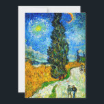 Van Gogh Road with Cypress and Star Save The Date<br><div class="desc">Card featuring Vincent van Gogh’s oil painting Road with Cypress and Star (1890), also known as Country Road in Provence by Night. People walk along a road passing a beautiful cypress tree underneath a blue night sky with yellow moon and stars. A fantastic gift for fans of Post-Impressionism and Dutch...</div>