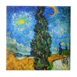 Van Gogh Road with Cypress and Star Tile