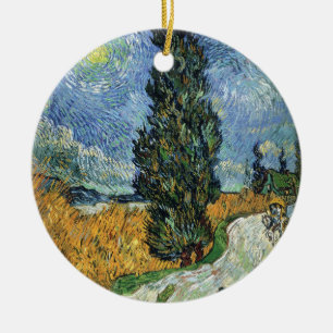 Van Gogh Road With Cypresses Impressionism Ceramic Tree Decoration