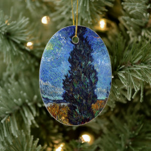 Van Gogh Road With Cypresses Impressionism Ceramic Tree Decoration