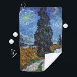 Van Gogh Road With Cypresses Impressionism Golf Towel<br><div class="desc">Vincent Van Gogh Road With Cypresses "Road With Cypresses" by Vincent Van Gogh is a wonderful impressionistic painting by one of the master artists of all time. The road is swirling with colour and emotion, as the green cypress trees wave to the swirling blue Sky with what looks like a...</div>