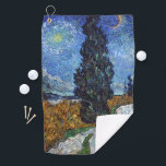 Van Gogh Road With Cypresses Impressionism Golf Towel<br><div class="desc">Vincent Van Gogh Road With Cypresses "Road With Cypresses" by Vincent Van Gogh is a wonderful impressionistic painting by one of the master artists of all time. The road is swirling with colour and emotion, as the green cypress trees wave to the swirling blue Sky with what looks like a...</div>