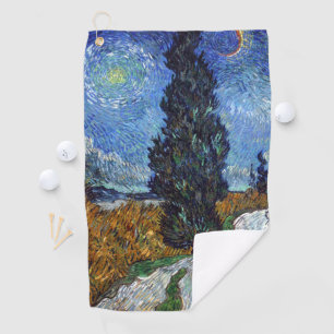 Van Gogh Road With Cypresses Impressionism Golf Towel