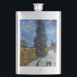 Van Gogh Road With Cypresses Impressionism Hip Flask<br><div class="desc">Vincent Van Gogh Road With Cypresses "Road With Cypresses" by Vincent Van Gogh is a wonderful impressionistic painting by one of the master artists of all time. The road is swirling with colour and emotion, as the green cypress trees wave to the swirling blue Sky with what looks like a...</div>