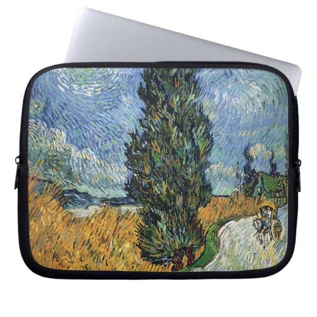 Van Gogh Road With Cypresses Impressionism Laptop Sleeve (Front)