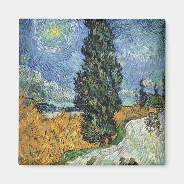 Van Gogh Road With Cypresses Impressionism Magnet (Front)