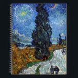 Van Gogh Road With Cypresses Impressionism Notebook<br><div class="desc">Vincent Van Gogh Road With Cypresses "Road With Cypresses" by Vincent Van Gogh is a wonderful impressionistic painting by one of the master artists of all time. The road is swirling with colour and emotion, as the green cypress trees wave to the swirling blue Sky with what looks like a...</div>