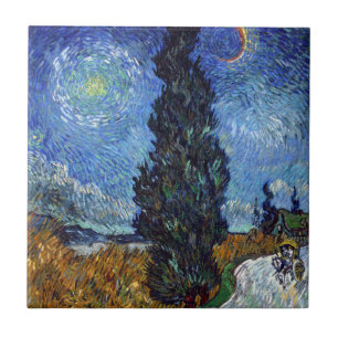Van Gogh Road With Cypresses Impressionism Tile