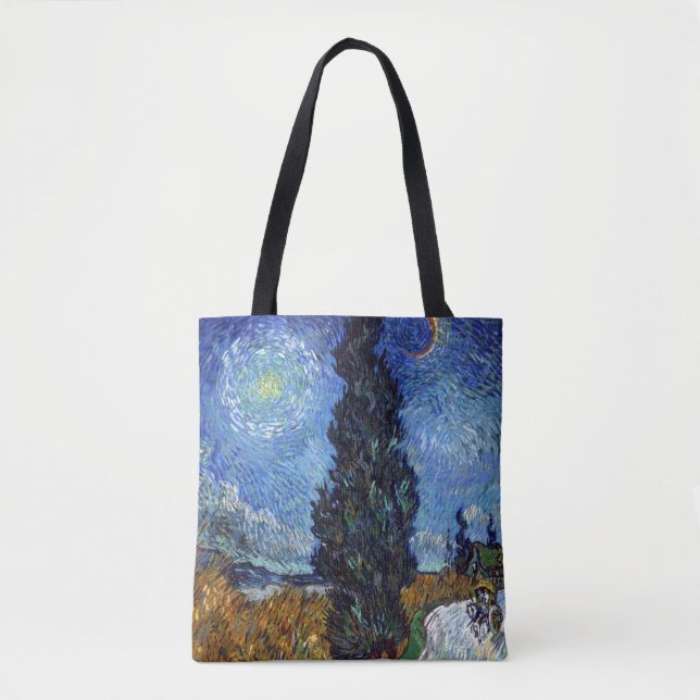 Van Gogh Road With Cypresses Impressionism Tote Bag (Front)