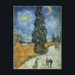 Van Gogh Road With Cypresses Postcard<br><div class="desc">Vincent Van Gogh Road with Cypresses postcard. Oil painting on canvas from 1890. Road with Cypresses is an enchanting landscape completed by Van Gogh at Saint-remy-blanzy. The vibrant use of slithering blues and greens imbues the painting with an almost underwater quality. A great gift for fans of country landscapes, post-impressionism,...</div>