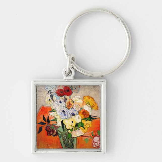 Van Gogh Roses and Anemones Key Ring (Front)