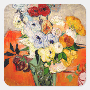 Van Gogh Roses and Anemones Square Sticker
