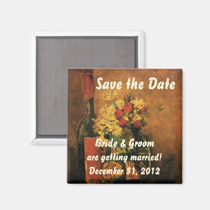 Van Gogh Save the Date with Flowers and Wine! Magnet